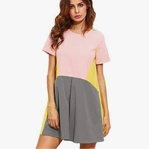 Like New, Color Blocked Tunic Swing Dress with Pockets, Size S